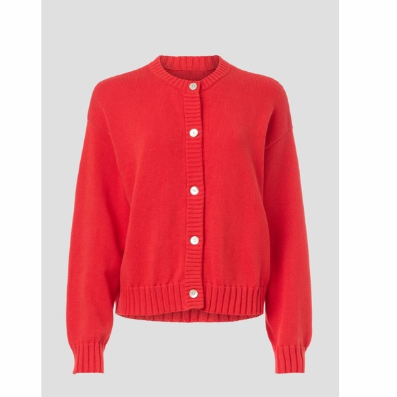 DONNI. Sweaters - Donni Cotton Knit Cardigan Red